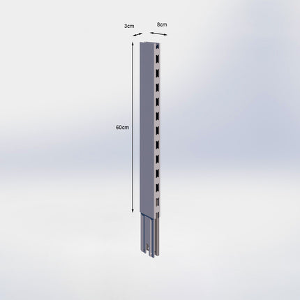 Verlengstuk - H60 x B3 x D8 cm - Grijs