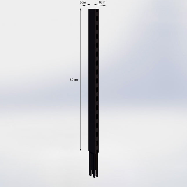 Verlengstuk - H80 x B3 x D6 cm - Zwart
