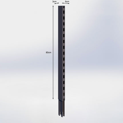 Verlengstuk - H80 x B3 x D6 cm - Antraciet