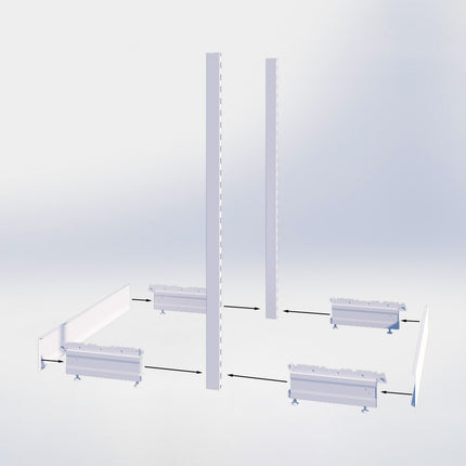 Middenstelling perforatie - H180 x B66,5 x D57 cm - 2 niveaus - Zwart