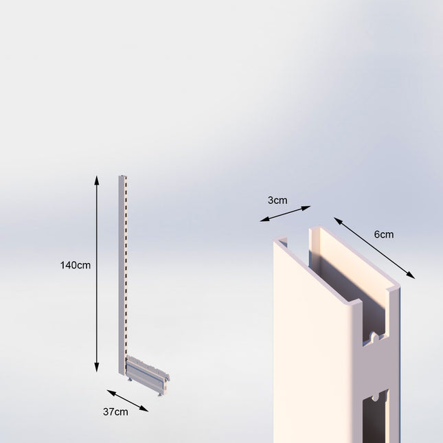 Staander Crème wit (H x B x D) 140 cm x 3 cm x 6 cm met voet (D) 37 cm