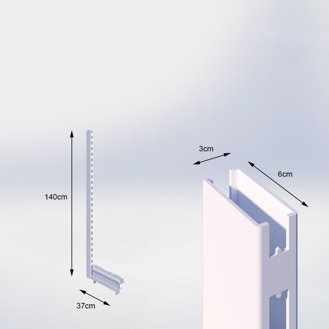 Staander Wit (H x B x D) 140 cm x 3 cm x 6 cm met voet (D) 37 cm