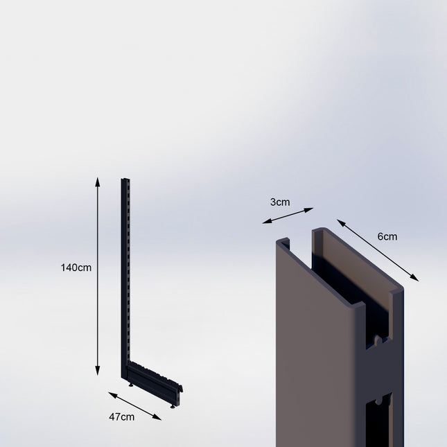 Staander Antraciet (H x B x D) 140 cm x 3 cm x 6 cm met voet (D) 47 cm