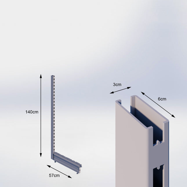 Staander Grijs (H x B x D) 140 cm x 3 cm x 6 cm met voet (D) 57 cm