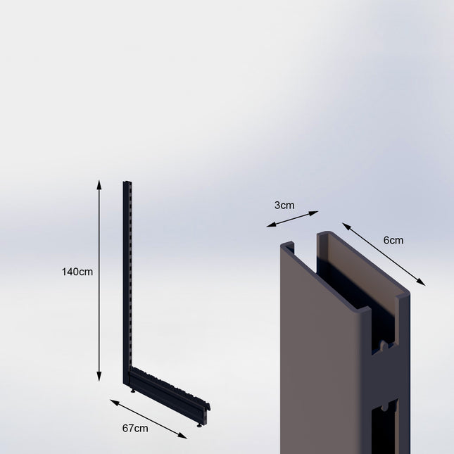 Staander Antraciet (H x B x D) 140 cm x 3 cm x 6 cm met voet (D) 67 cm