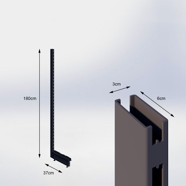 Staander Antraciet (H x B x D) 180 cm x 3 cm x 6 cm met voet (D) 37 cm