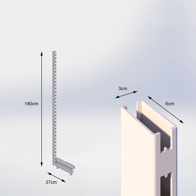 Staander Crème wit (H x B x D) 180 cm x 3 cm x 6 cm met voet (D) 37 cm