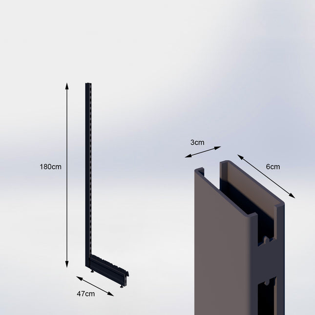 Staander Antraciet (H x B x D) 180 cm x 3 cm x 6 cm met voet (D) 47 cm