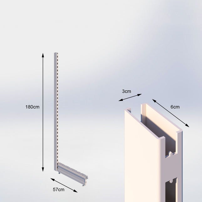 Staander Crème wit (H x B x D) 180 cm x 3 cm x 6 cm met voet (D) 57 cm