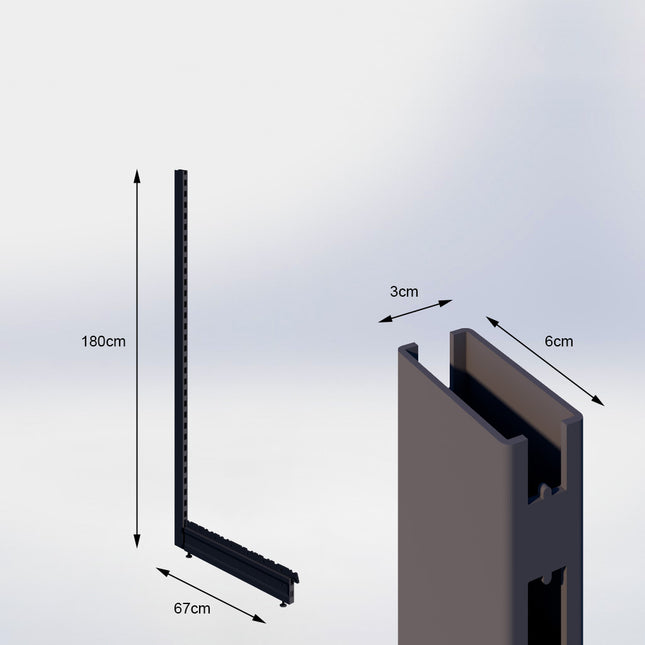 Staander Antraciet (H x B x D) 180 cm x 3 cm x 6 cm met voet (D) 67 cm