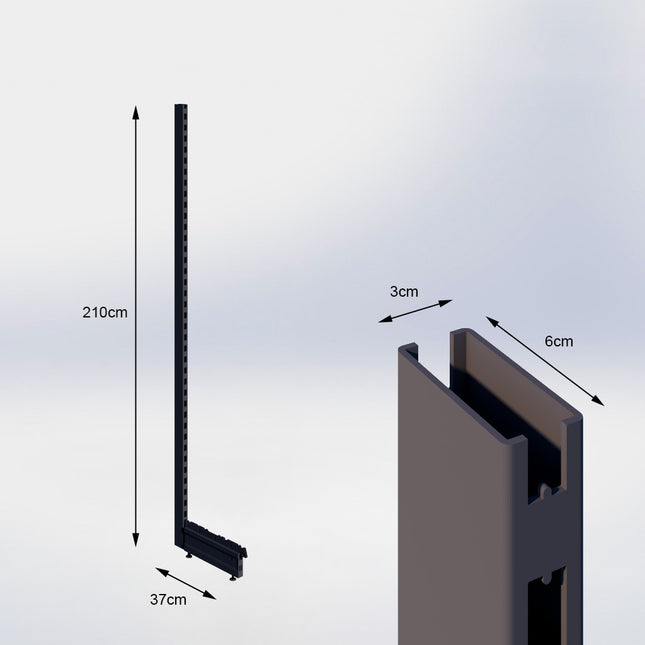 Staander Antraciet (H x B x D) 210 cm x 3 cm x 6 cm met voet (D) 37 cm