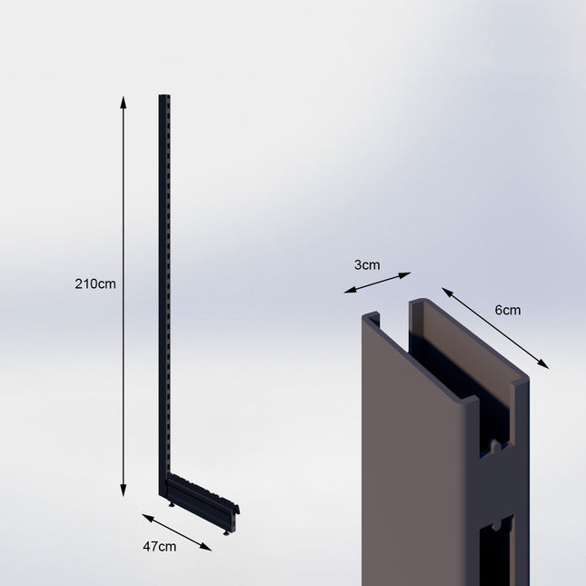 Staander Antraciet (H x B x D) 210 cm x 3 cm x 6 cm met voet (D) 47 cm