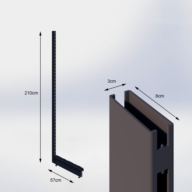 Staander Antraciet (H x B x D) 210 cm x 3 cm x 8 cm met voet (D) 57 cm