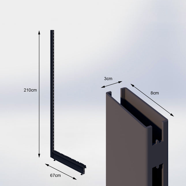 Staander Antraciet (H x B x D) 210 cm x 3 cm x 8 cm met voet (D) 67 cm