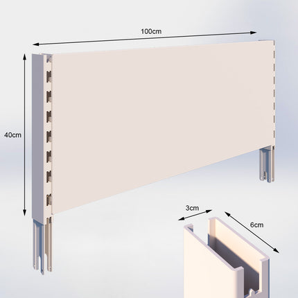 Verlengstuk Crème wit (H x B x D) 40 cm x 3 cm x 6 cm met achterwand glad (H x B) 40 cm x 100 cm