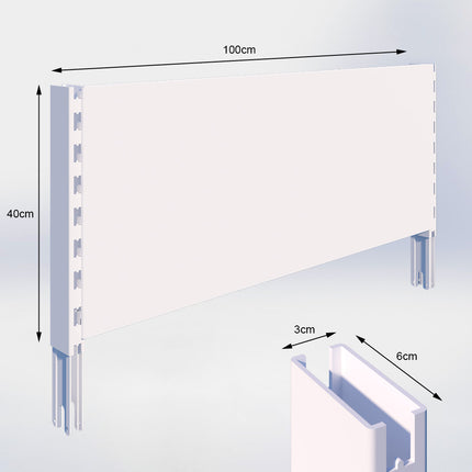 Verlengstuk Wit (H x B x D) 40 cm x 3 cm x 6 cm met achterwand glad (H x B) 40 cm x 100 cm