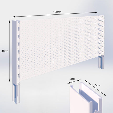 Verlengstuk Wit (H x B x D) 40 cm x 3 cm x 6 cm met achterwand perforatie (H x B) 40 cm x 100 cm