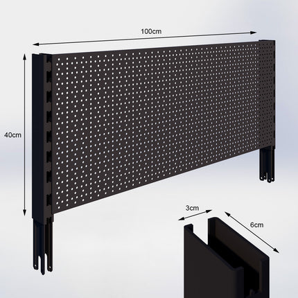 Verlengstuk Zwart (H x B x D) 40 cm x 3 cm x 6 cm met achterwand perforatie (H x B) 40 cm x 100 cm