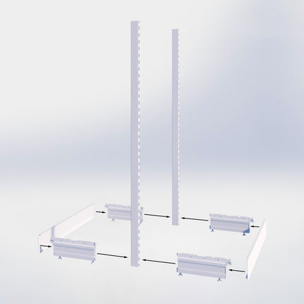 Middenstelling perforatie - H180 x B66,5 x D47 cm - 1 niveau - Zwart