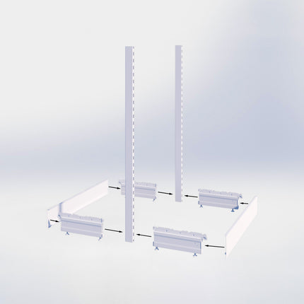 Middenstelling - H140 x B80 x D67 cm - 3 niveaus - Zwart