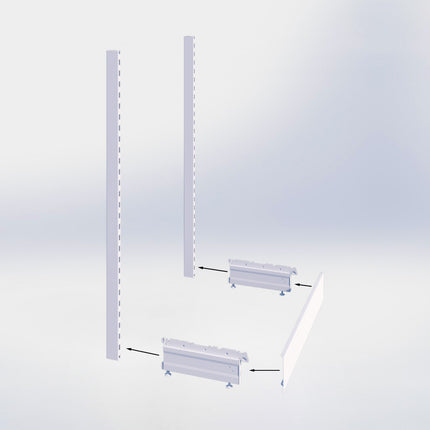 Kopstelling - H180 x B80 x D57 cm - 4 niveaus - Zwart