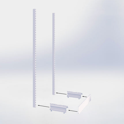 Wandstelling perforatie - H250 x B80 x D37 cm - 1 niveau - Grijs