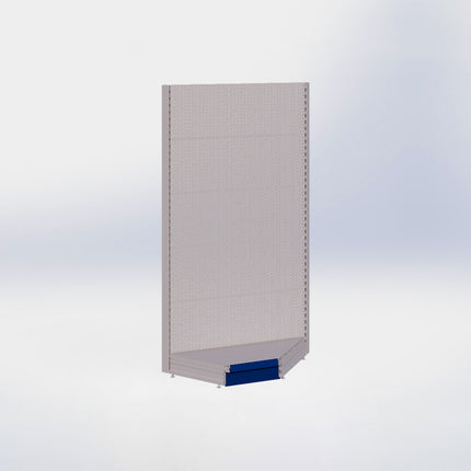 Hoekstelling perforatie - H215 x B140 x D57 cm - 1 niveau - Grijs