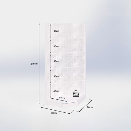 Hoekstelling perforatie - H215 x B140 x D57 cm - 1 niveau - Wit