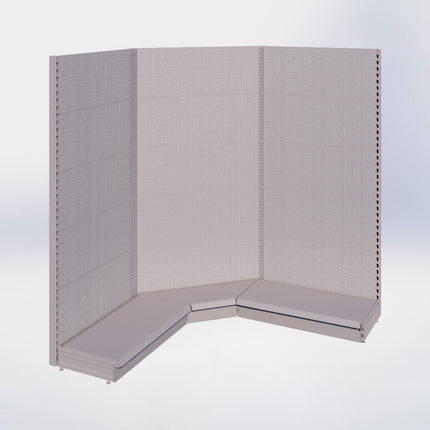 Hoekstelling perforatie - H215 x B140 x D57 cm - 1 niveau - Grijs