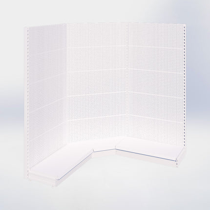 Hoekstelling perforatie - H215 x B140 x D57 cm - 1 niveau - Wit