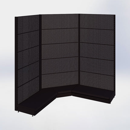 Hoekstelling perforatie - H215 x B140 x D57 cm - 1 niveau - Zwart