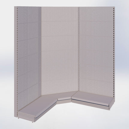 Hoekstelling perforatie - H250 x B140 x D57 cm - 1 niveau - Grijs