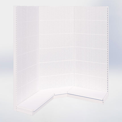 Hoekstelling perforatie - H250 x B140 x D37 cm - 1 niveau - Wit