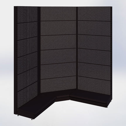 Hoekstelling perforatie - H250 x B140 x D57 cm - 1 niveau - Zwart