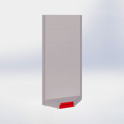 Hoekstelling perforatie - H250 x B140 x D57 cm - 1 niveau - Grijs