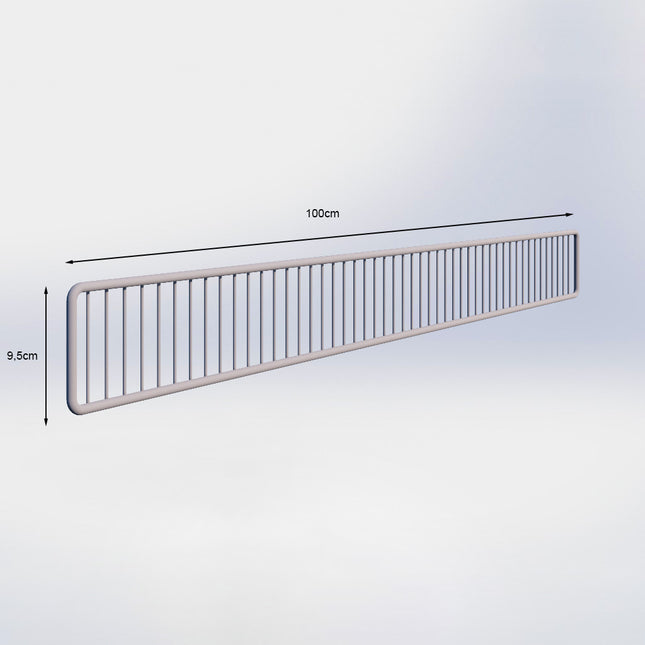 Metalen voorkanthouder - H9,5 x B100 cm - Grijs