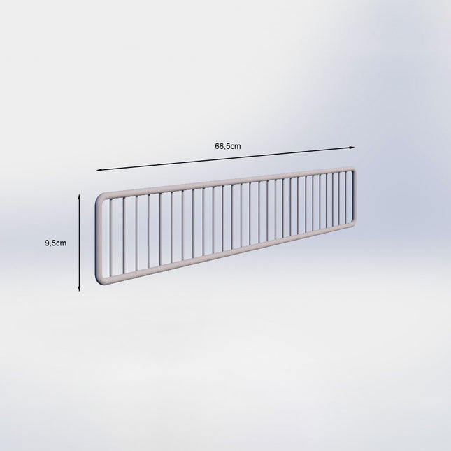 Metalen voorkanthouder - H9,5 x B66,5 cm - Grijs