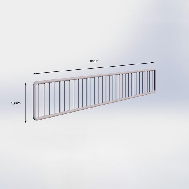 Metalen voorkanthouder - H9,5 x B80 cm - Grijs