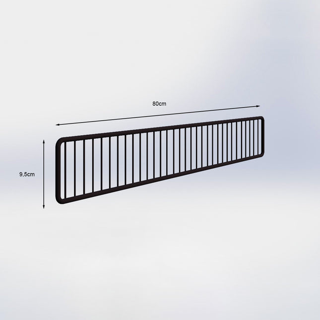 Metalen voorkanthouder - H9,5 x B80 cm - Zwart