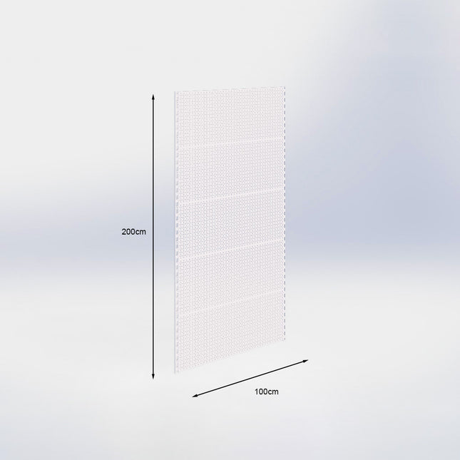 Wandrailstelling perforatie - H200 x B100 cm - Wit