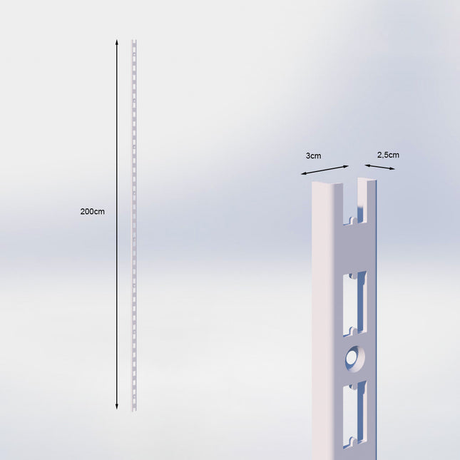 Wandrail - H200 x B3 x D2,5 cm - Wit