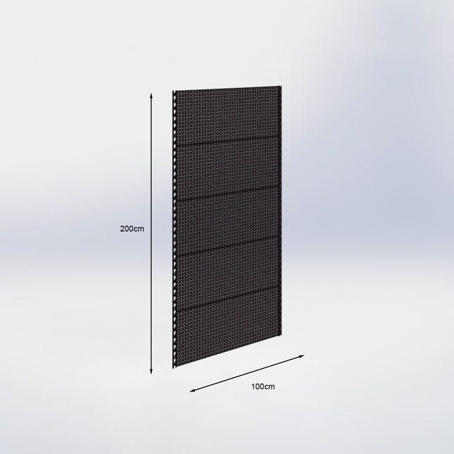 Wandrailstelling perforatie - H200 x B100 cm - Zwart