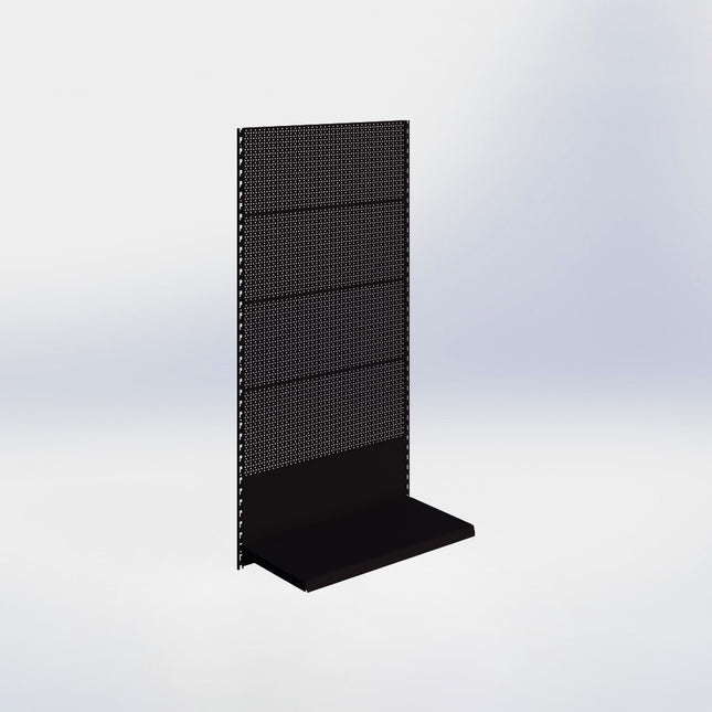 Wandrailstelling perforatie - H200 x B100 x D47 cm - 1 niveau - Zwart