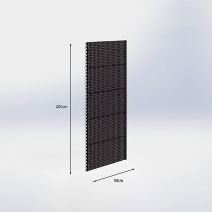 Wandrailstelling perforatie - H200 x B80 cm - Zwart