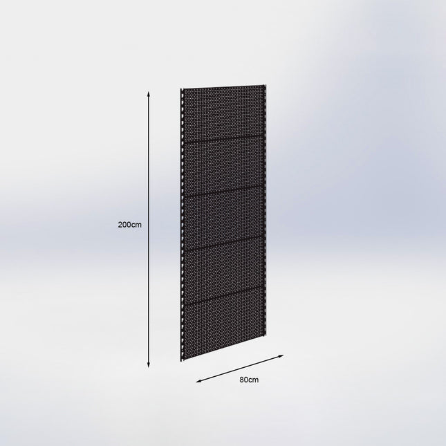 Wandrailstelling perforatie - H200 x B80 cm - Zwart